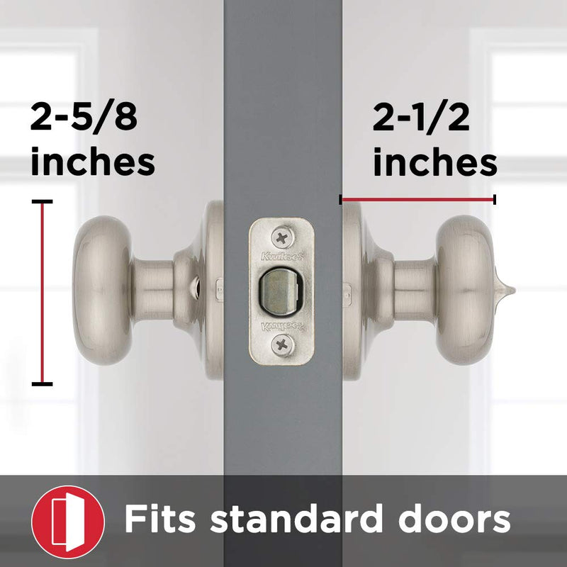 Kwikset Juno Interior Privacy Door Knob with Lock, Door Handle For Bathroom and Bedroom, Satin Nickel Keyless Turn Lock Doorknob, with Microban Protection 1 Pack