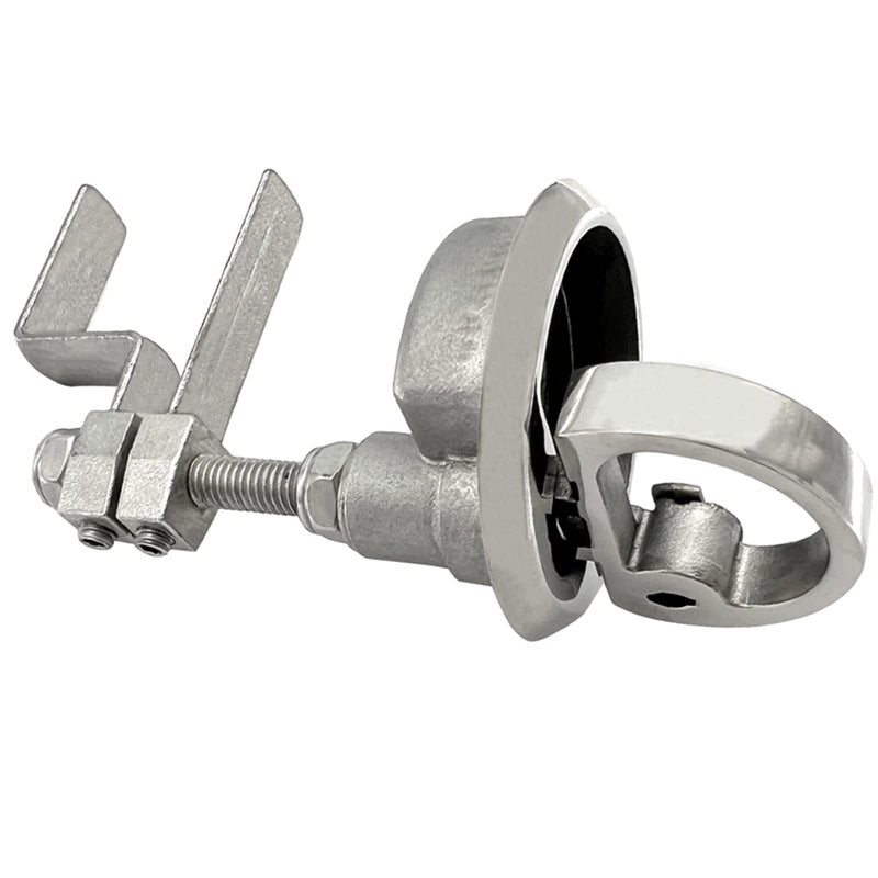 ISURE MARINE Grade 316 Stainless Steel Boat Floor Buckle Hatch Latch FlushTurning Lift Handle Lock Style with 2 Keys and Accessories Screws
