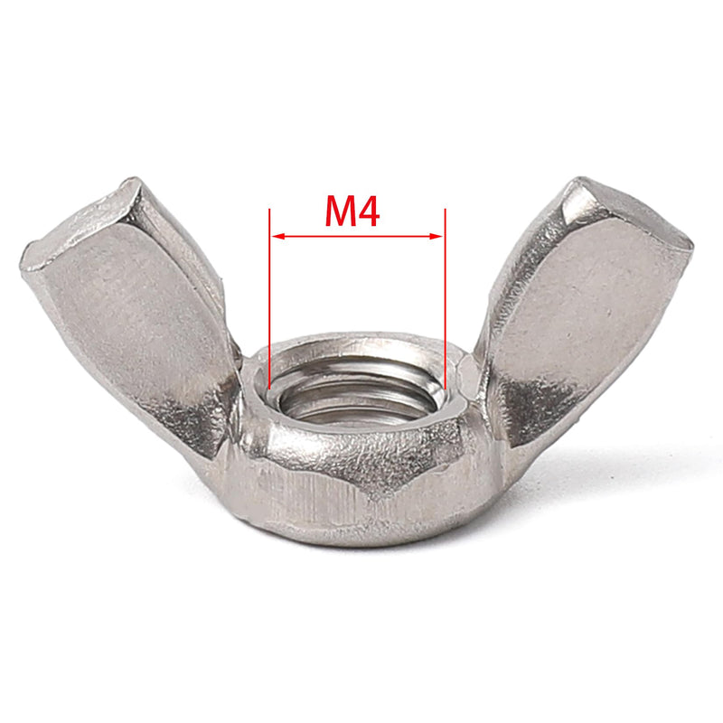 [Australia - AusPower] - M4 Wing Nuts Stainless Steel 304 Fasteners Parts Screws Hand Twist Tighten Ear Butterfly Nut,20Pcs 