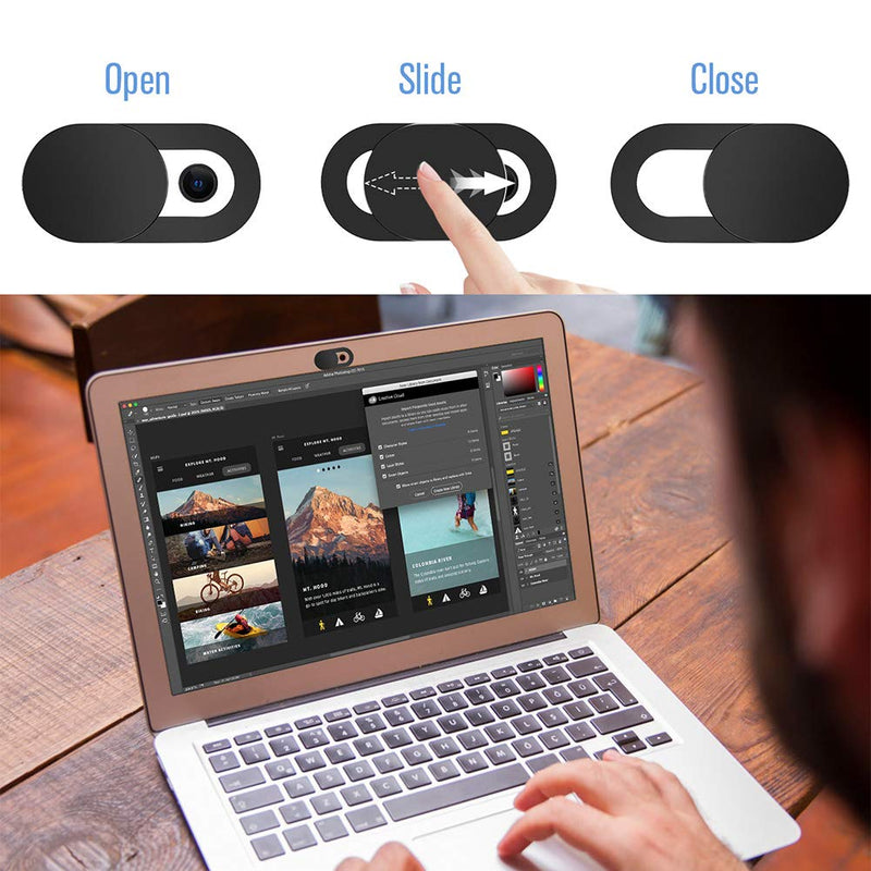 [Australia - AusPower] - Webcam Cover Slide,[6 Pack] Ultra-Thin Laptop Web Camera Cover Compatible with MacBook,Laptop,PC,Computer,iMac,iPad, iPhone Cell Phone etc. 0.022in Thick Web Blocker Protect Your Privacy and Security 3Pack White 3Pack Black 