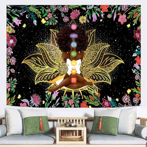 African Chakra Tapestry Wall Hanging Yoga Meditation Poster 93x71Inch 93"L x 71"W