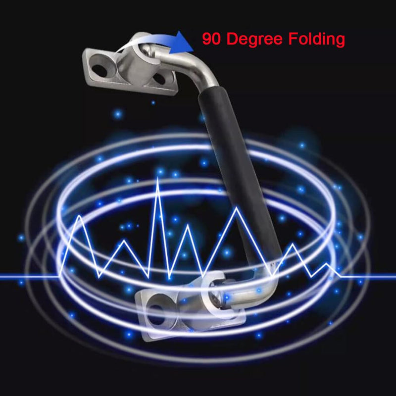 [Australia - AusPower] - 304 Stainless Steel Folding Handle 90 Degree Folding Solid Pull with Rubber, Electric Cabinet Pull Industrial Cabinet Handle, Toolbox Handle (Four Hole, Hole Center 4.72 in) Four Hole 