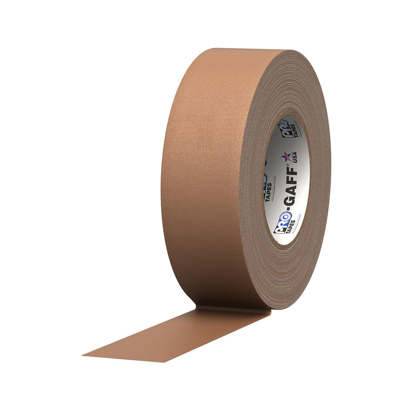 2" Width ProTapes Pro Gaff Premium Matte Cloth Gaffer's Tape With Rubber Adhesive, 11 mils Thick, 55 yds Length, Tan (Pack of 1)