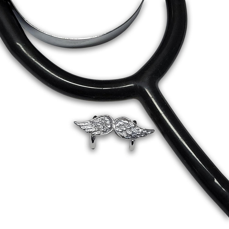 [Australia - AusPower] - QUINNLYN & CO. Angel Wings Stethoscope Clip Charm - Stethoscope Accessory, Modern & Sleek Design Clip Nursing Jewelry, Ideal Gift for Nurses, Doctors, RN & Medical Practitioners Gift 
