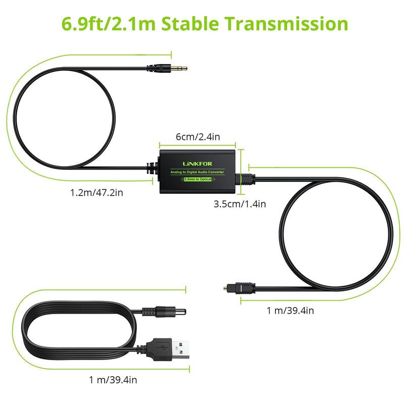 [Australia - AusPower] - LiNKFOR 3.5mm to SPDIF Converter Analog to Digital Audio Adapter for Enhanced Sound Toslink Optical Output 3.5mm to Optical with Optical Cable for TVs, Gaming Consoles, Computers, and projectors etc 