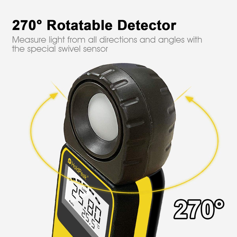 [Australia - AusPower] - Digital Light Meter (2PCS) - HOLDPEAK 881E Digital Illuminanc/Light Meter with 0.01~300,000 Lux (0.01~30,000 FC) Measuring Ranges and 270° Rotatable Detector for LED Lights and Plants Lumen Meter 2PCS(HP-881E Digital Lux Meter) 