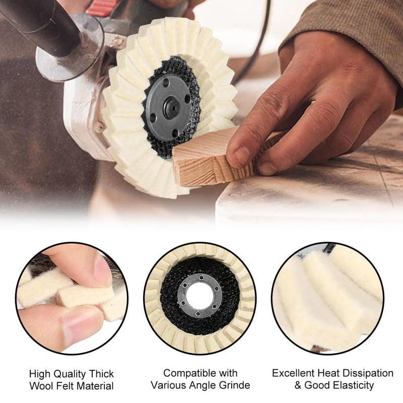 [Australia - AusPower] - Pack of 5 Polishing Discs 125 mm x 22.2 mm, Felt Shine Polishing Disc Felt Polishing Fan Disc Flex Polishing Disc for Polishing Attachment Angle Grinder for Grinding Polishing Paint Wood Stainless 