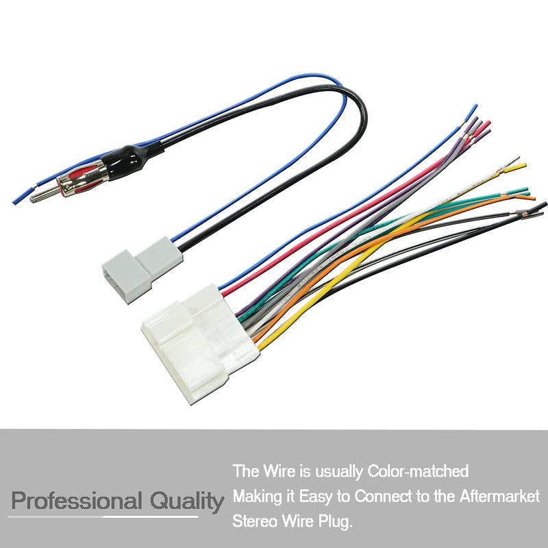 [Australia - AusPower] - RED WOLF Radio Wiring Harness + Antenna Wire Adapter Compatible with Honda Civic/CR-V/Odyssey/Accord/Pilot/1998-2008, Acura TL/RSX/RDX 1999-2006 for Aftermarket Stereo Installation 98-08 harness + antenna adapter 