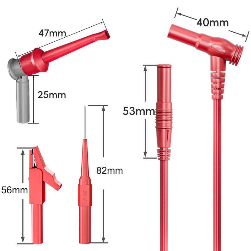[Australia - AusPower] - Goupchn Multimeter Test Leads Kit 14PCS Straight to Angle Banana Plug Test Leads with Test Hook Clips Alligator Clips Wire Piercing Probes for Electrical Testing Banana Test Leads Kit 