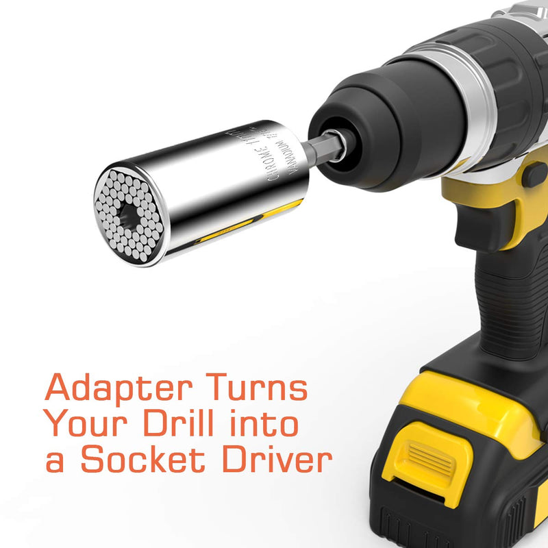 Universal Socket,Self-adjusting Socket Fits Standard 7/16'' - 1-1/4'' Metric 11mm-32mm, Adapter Socket for Wrench Ratchet&Power Drill, Tools Gifts for Men Him Husband Dad Father DIY Handyman Women L: 7/16" - 1-1/4" (11mm-32mm)