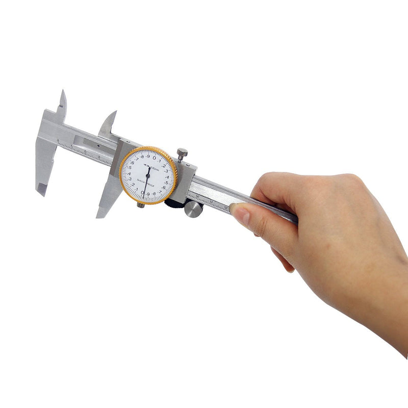Wisamic 0-150 mm Calliper Dial Calliper Reading 0.02 mm | Precise caliper made of stainless steel, battery-free, ideal for main nozzles, mini drills and precision engineering.
