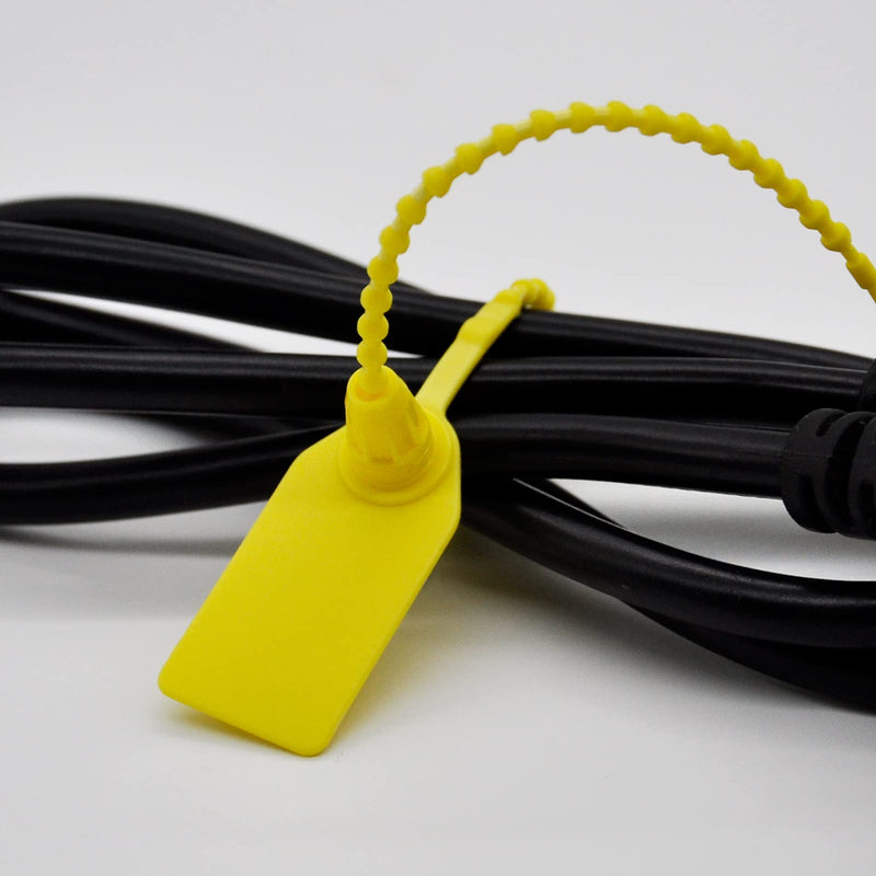 [Australia - AusPower] - 100 Pcs Fire Extinguisher Tags,Security Retail Anti-Theft Self-Locking Shoe Tag,Anti-Tamper Disposable Plastic Seals 250mm Length (Yellow) Yellow 