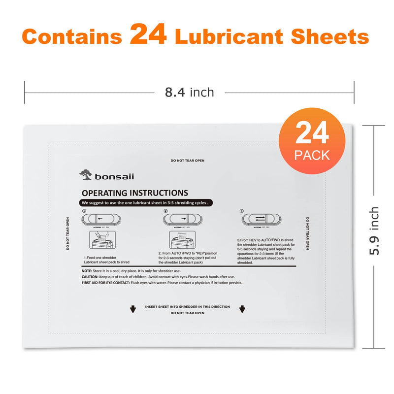 [Australia - AusPower] - Bonsaii Paper Shredder Lubricant Sheets, 24-Pack (8.4 x 5.9 inch/Piece) 24 PACK 