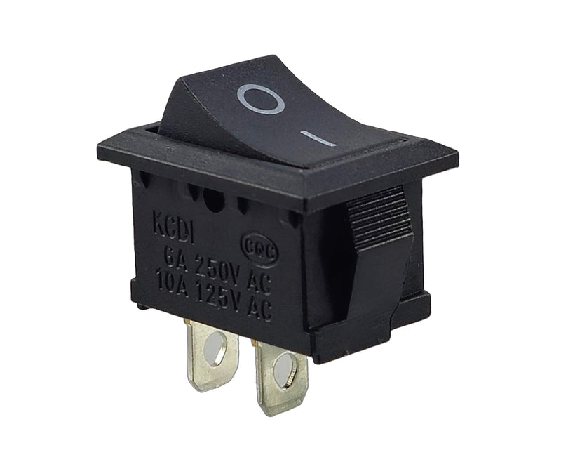 Rocker Switch, Toggle Switch, Device Switch, Mini Rocker Switch 250V 6A 125V 10A AC, KCD1 (6V 9V 12V 24V 125V AC/DC) Black Rectangular 19 x 13 mm, 2-Pin On/Off