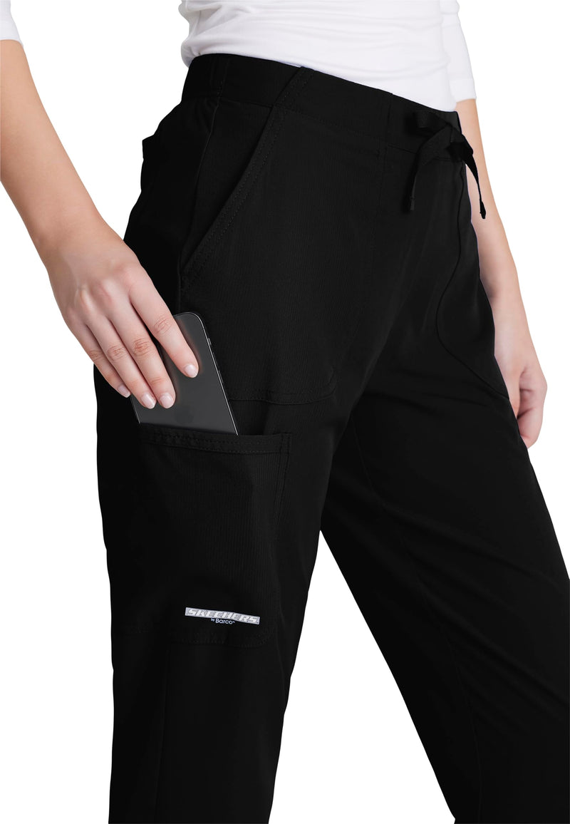 [Australia - AusPower] - BARCO Skechers Vitality Charge Scrub Pant for Women - Mid-Rise Medical Pant, 4-Way Stretch Women's Scrub Pant Medium Black 