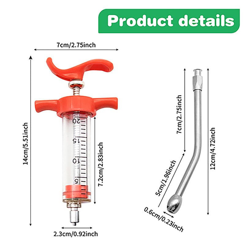 [Australia - AusPower] - 2 Pieces Goat Syringe with 4 Drench Nozzle Adjustable Dosage ,Reusable Drench Syringe for Sheep ,Dog,Goat,Pig, Cat Feeding Supplies(20ML) 