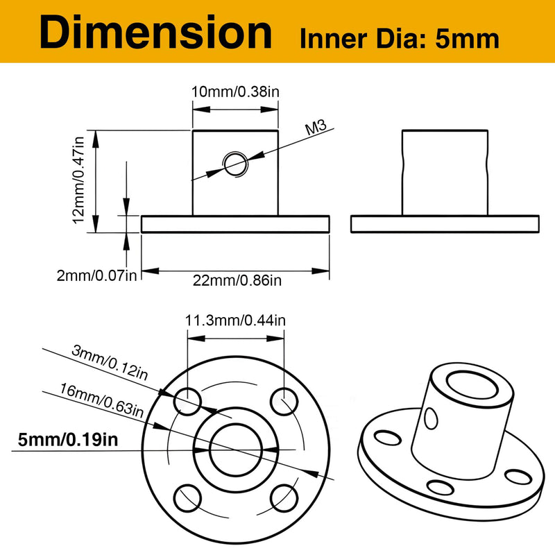 [Australia - AusPower] - 4Pcs 5mm Flange Coupling Connector, Rigid Shaft Axis Fittings, Electroplated & High Hardness Heat-Treated for DIY RC Model Motors 5mm 4Pcs 1 