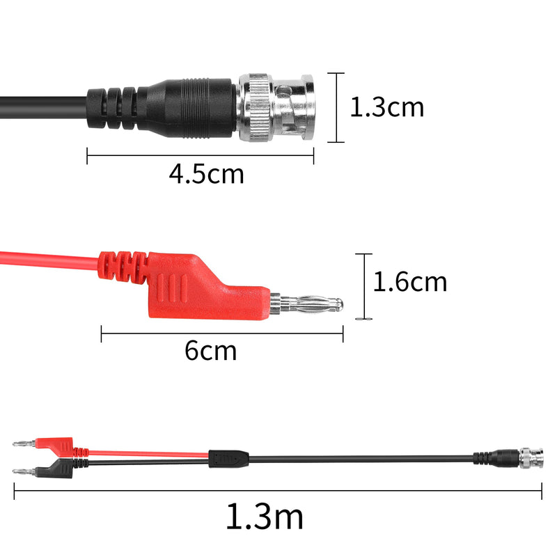 [Australia - AusPower] - YACSEJAO BNC Test Leads 4.2FT/1.3M BNC to 4mm Stackable Banana Plug Oscilloscope Probe Head Oscilloscope Test BNC to Dual Stacking Test Leads Cable 