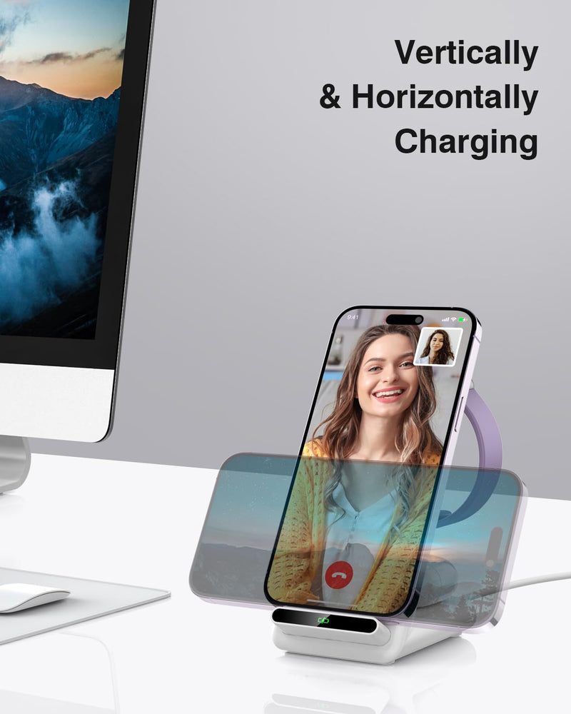 [Australia - AusPower] - Wireless Charging Station,3 in 1 Wireless Charging Stand Made for Apple Watch Ultra 9 8 7 6 SE 5 4 3,Fast Wireless Charger Made for iPhone 15/Plus/Pro Max/14/13/12/11/X,for AirPods Pro(with Adapter) White 