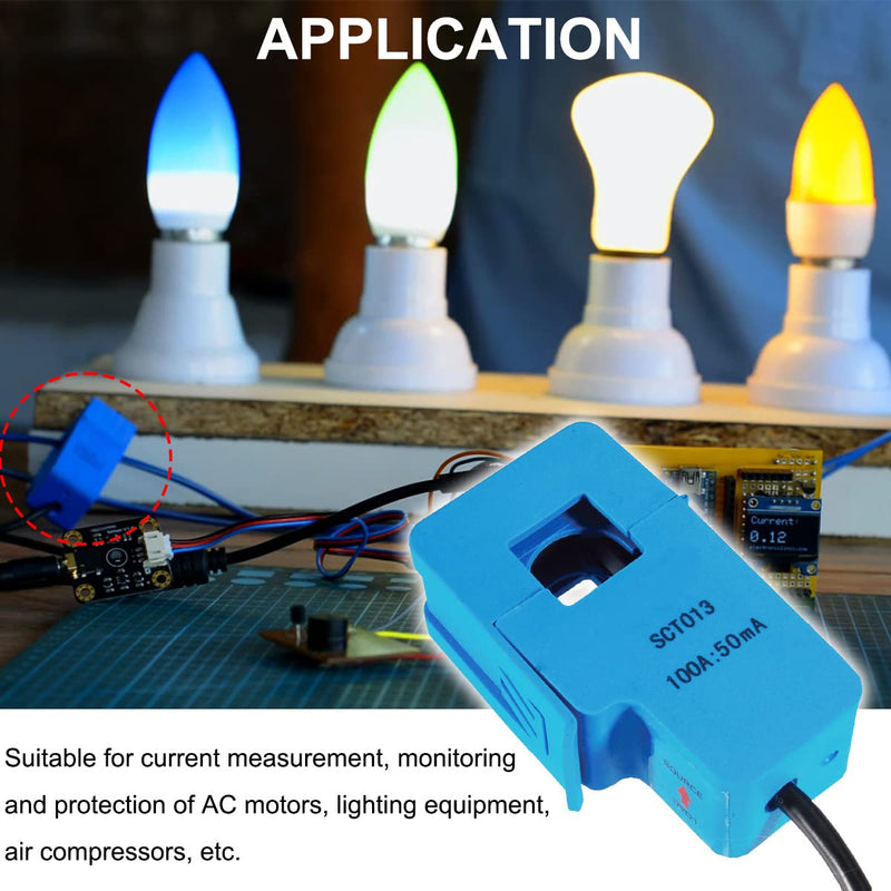 [Australia - AusPower] - 100A Non-invasive Sensor SCT-013-000 Split Core AC Current Transformer Two Output Formats Line Length 1.5m with Resistor, for Current Measurement 