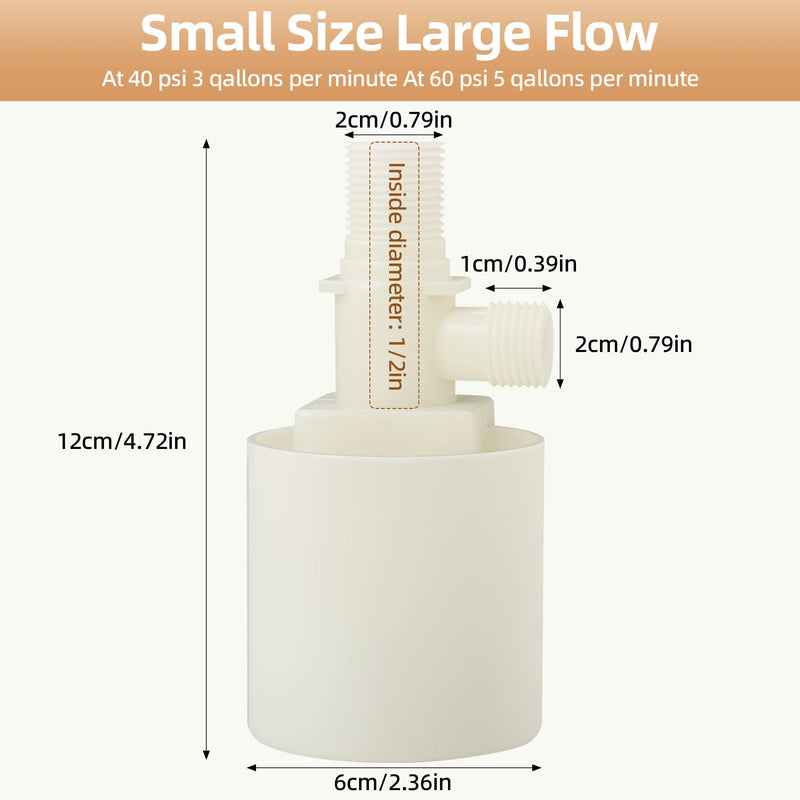 [Australia - AusPower] - Water Float Valve, 1/2" Inlet Water Level Control Water Tank Traditional Float Valve for Automatic Water Level Control in Tanks, Pools & More 2 PCS (1/2", up inlet) 