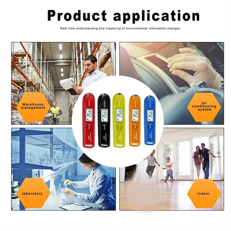 [Australia - AusPower] - Contactless Mini Digital Infrared Thermometer Handheld Portable Pocket Temperature Pen with LCD Display for Industrial Use Accurate Readings in Celsius and Fahrenheit Wide Range -50°C to 220°C 