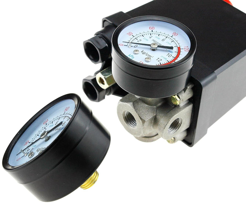 Air Compressor Pressure Gauge, Pressure Gauge for Air Compressor 180 PSI/12Bar, Compressed Air Pressure Gauge for Compressor 42 mm Diameter for Screw Compressors, Piston Compressors