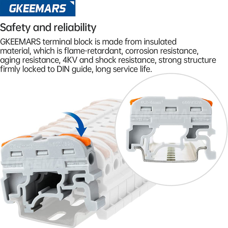 [Australia - AusPower] - GKEEMARS DIN Terminal Blocks, Universal Wiring Connector Lever Wire for Electrical Wires KV-121 (50 Pcs) 
