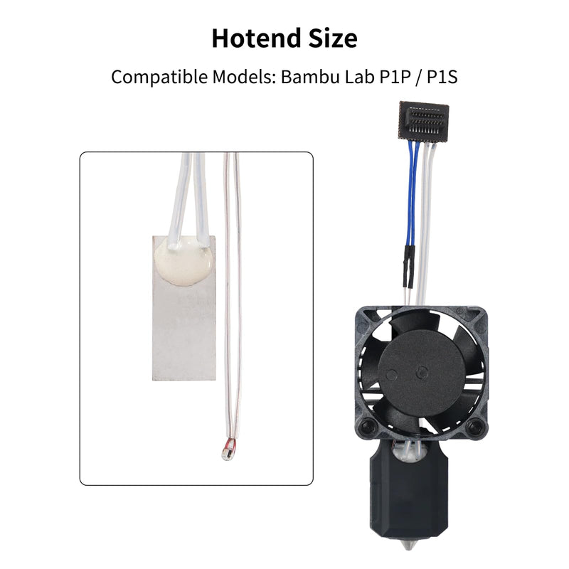 [Australia - AusPower] - Ceramic Heater Thermistor 24V 48W Upgrade Kit 300? High Temperature Sensor with 1pc Fixing Clip Compatible with Bambu Lab P1P / P1S For P1P/P1S 