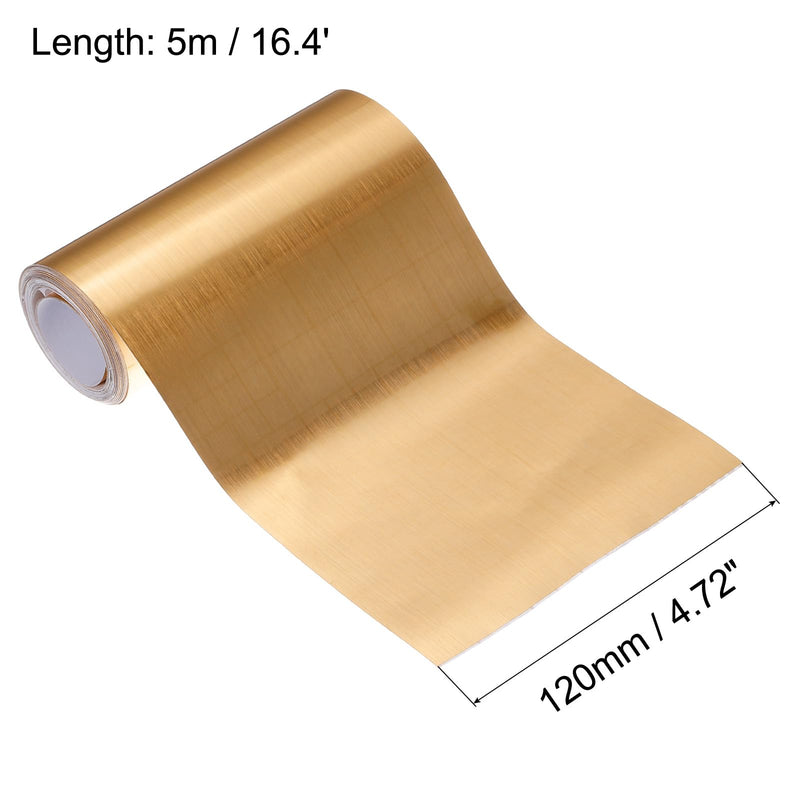 uxcell Waterproof Peel and Stick Decorative Tape Self Adhesive 4.72" W x 16.4'L PVC Removable Tape for Wall Edge Gold Tone (Thickened Style) 120mm