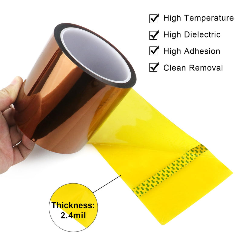 [Australia - AusPower] - BOMEI PACK Heat Resistant Tape,4 Inch x 108 ft (33m),Wide Roll Heat Tape,High Temperature Tape,Heat Vinyl Press Tape for Heat Transfer,Polyimide Tape for Protecting CPU, PCB Circuit Board 100mm x 33m 