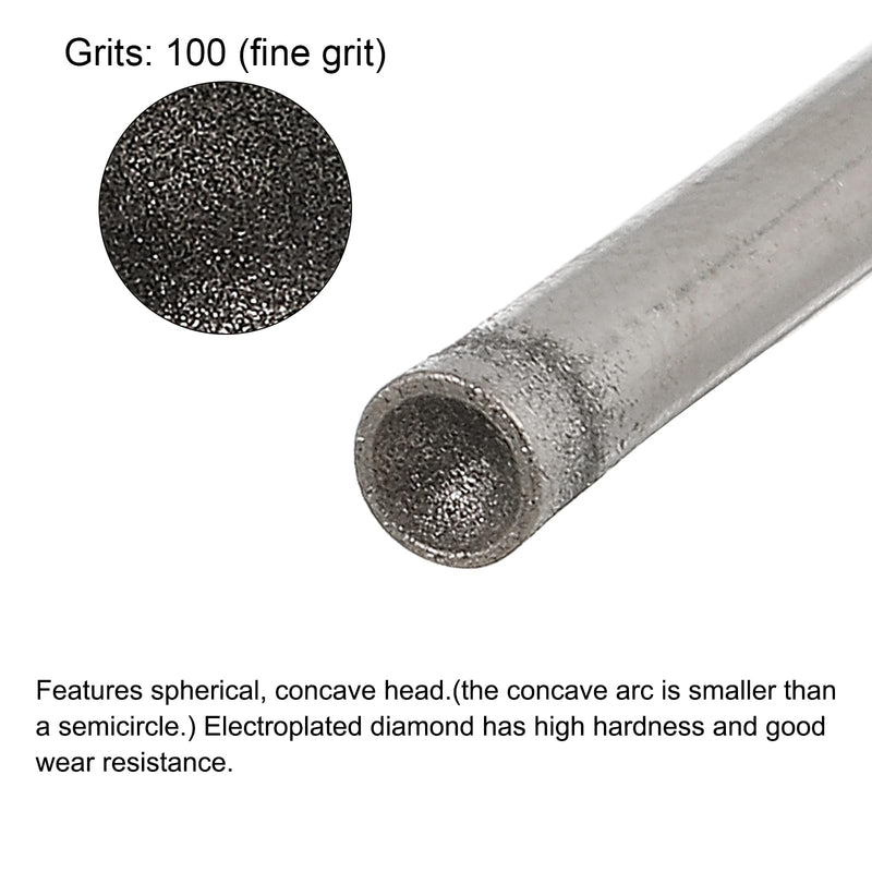 [Australia - AusPower] - uxcell Diamond Grinding Mounted Point, 4mm 600 Fine Grits Spherical Concave Head Bead Coarse Grinding Bit for Jade Amber Stone Beeswax Glass 