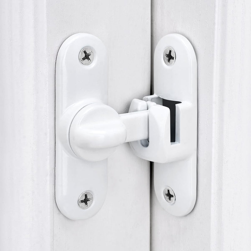 INIRET 10 Packs White Barn Door Latches,90/180 Degree Gate Lock,Flip Gate Latches Hardware,Zinc Alloy Right Angle Door Lock Latch,Door Security Sliding Door Latch Lock for Cabinets,Bathroom