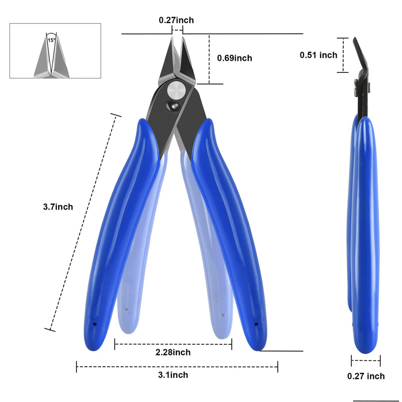 [Australia - AusPower] - 5 Inch Micro Flush Cutter, 2 Pack Small Wire Cutters Spring Loaded Cutting Pliers, Wire Cutters for Jewelry Making, Soft Copper Wire, Floral, Electronics, Model Craft, Heating Wire, 3D Print 
