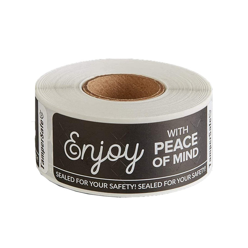 Angel's Peel Lounge Tamper Proof Stickers Roll — Tamper Evident Stickers for Food Safety, Delivery Bags, Drink Lids, Containers, Self Adhesive Seal Tape, Writable Surface - 1x3in 250-COUNTS, Black