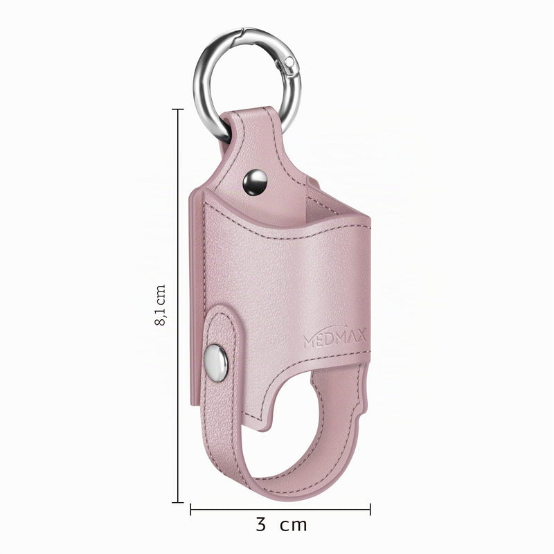 Medmax Asthma Inhaler Holder | Faux leather case holster, lightweight carry bag with carabiner hook, holder compatible with Ventolin inhaler, (case only) Rose Gold