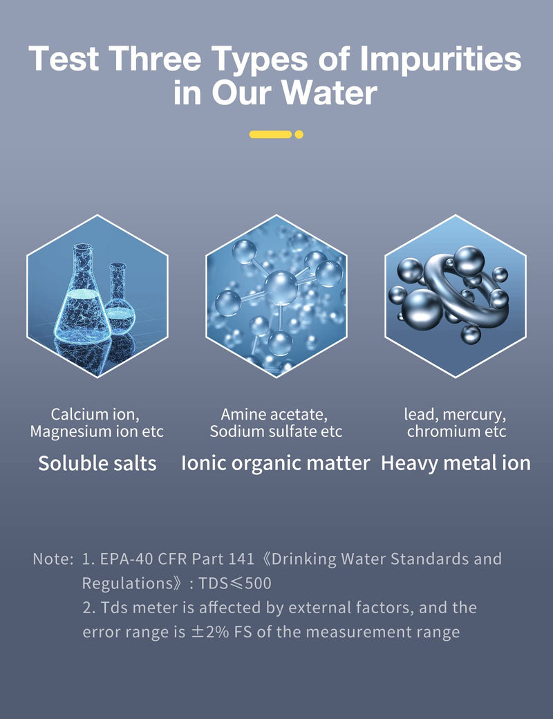 [Australia - AusPower] - Tds Meter Digital Water Tester - Affordable & Reliable Water Testing Kits for Drinking Water - 0-9990ppm - 1s Get Accurate Reasult for Home, Well, Tap Water Quality Test and More! 