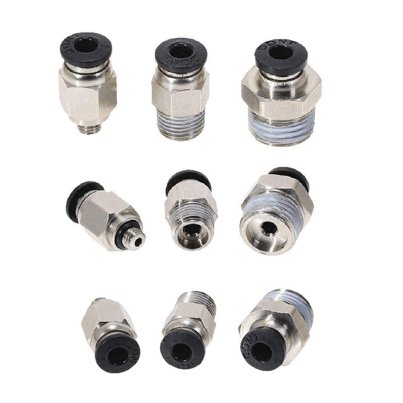 Beduan Push to Connect Fitting, 3/8" Tube OD x 1/4" NPT Thread Male Straight Pneumatic Air Fitting (Pack of 10) 3/8"OD-1/4"NPT