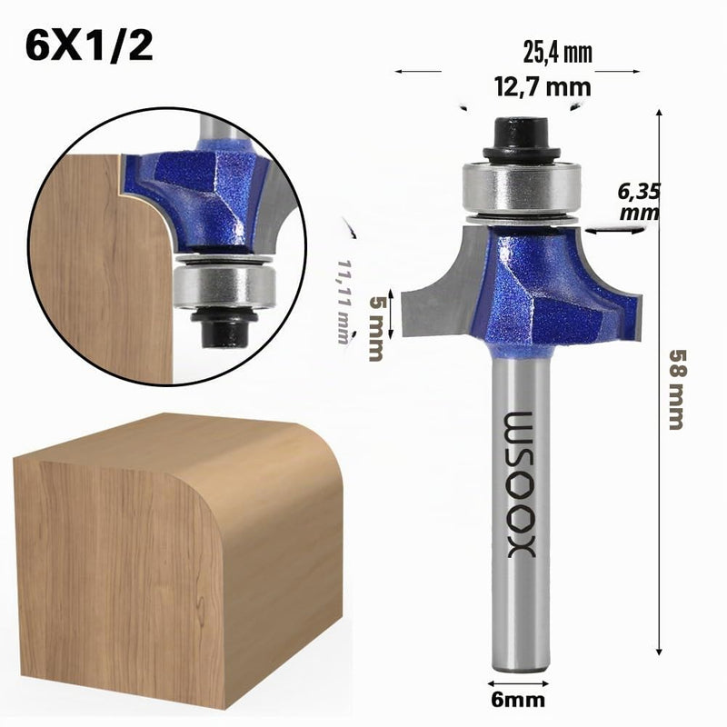 4-Piece Rounding Cutter Standard Milling Cutter Set for Wood with 6 mm Shank, Milling Cutter for Router Set