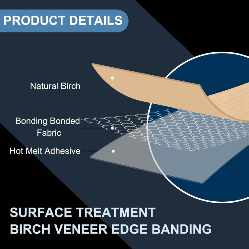 PATIKIL Birch Edge Banding, 1 Inch x 10 ft Wood Veneer Tape Pre-glued Flexible Plywood Edge Banding with Hot Melt Adhesive for Furniture Restoration
