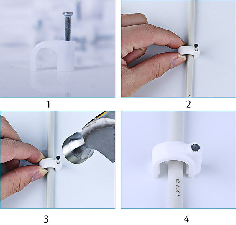 [Australia - AusPower] - 200 Pack Nail in Cable Clips Ethernet Cable Nails Tacks Clips 7mm for Cat6 Cable - White 