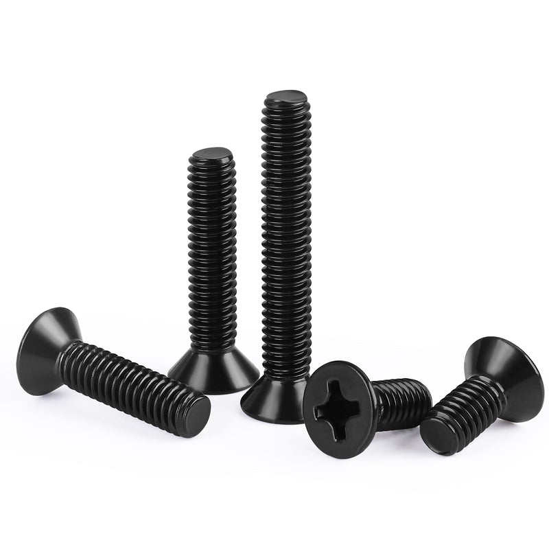 [Australia - AusPower] - #6-32 x 1/2" Flat Countersunk Head Machine Screws, Full Thread, 304 Stainless Steel 18-8, Black Finish, 100 PCS 6-32 x 1/2" 