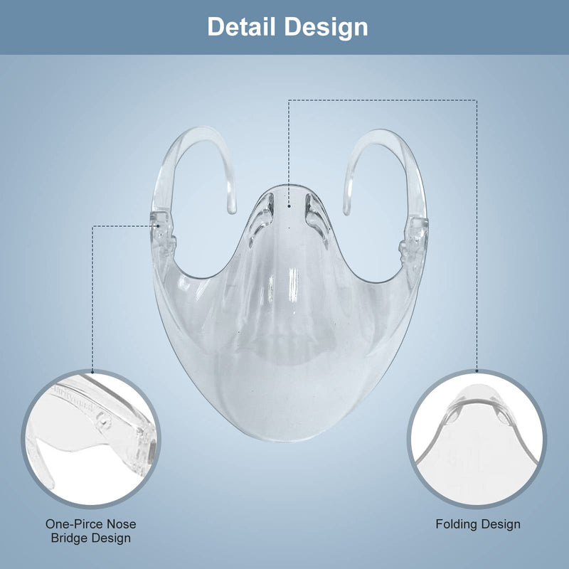 5PCS Transparent Face Shield, Lightweight Anti-Fog Protective Face Mask, Sturdy Breathable Visible Expression Face Mask, Plastic Reusable Washable Clear Face Shield for Men and Women 5 Count (Pack of 1)