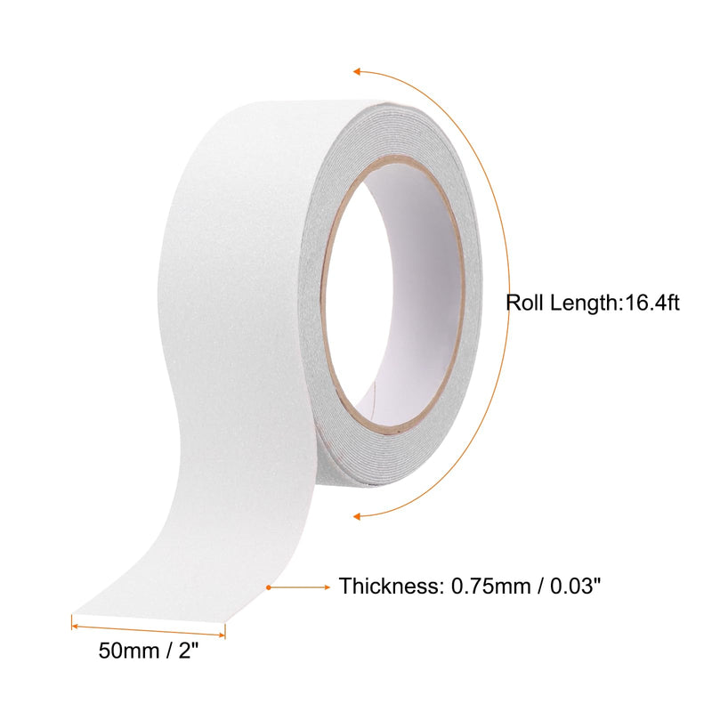 HARFINGTON Anti Slip Traction Tape 2" x 16.4ft Waterproof Non-Slip Grip Tape High Friction Weather Resistant Non Skid Stair Treads Tape for Indoor Outdoor Stair Steps, White 2" x 16.29ft