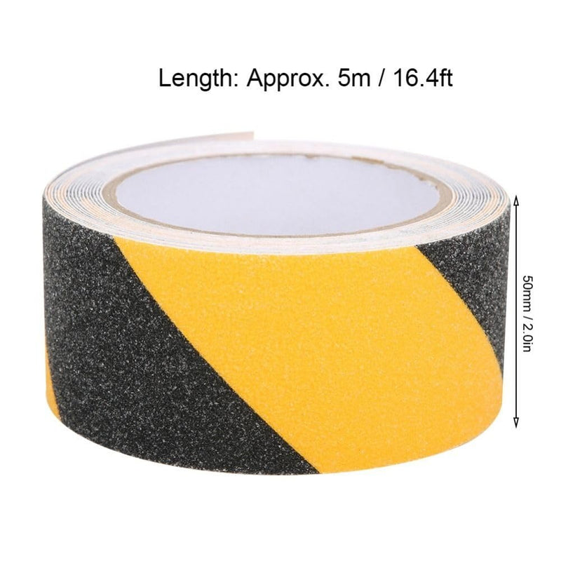 Black Yellow Anti Slip Tape 50mm x 5m - PVC Safety Grip Floor Warning Tape for Industrial Equipment and Stair Ramps Outdoor Use
