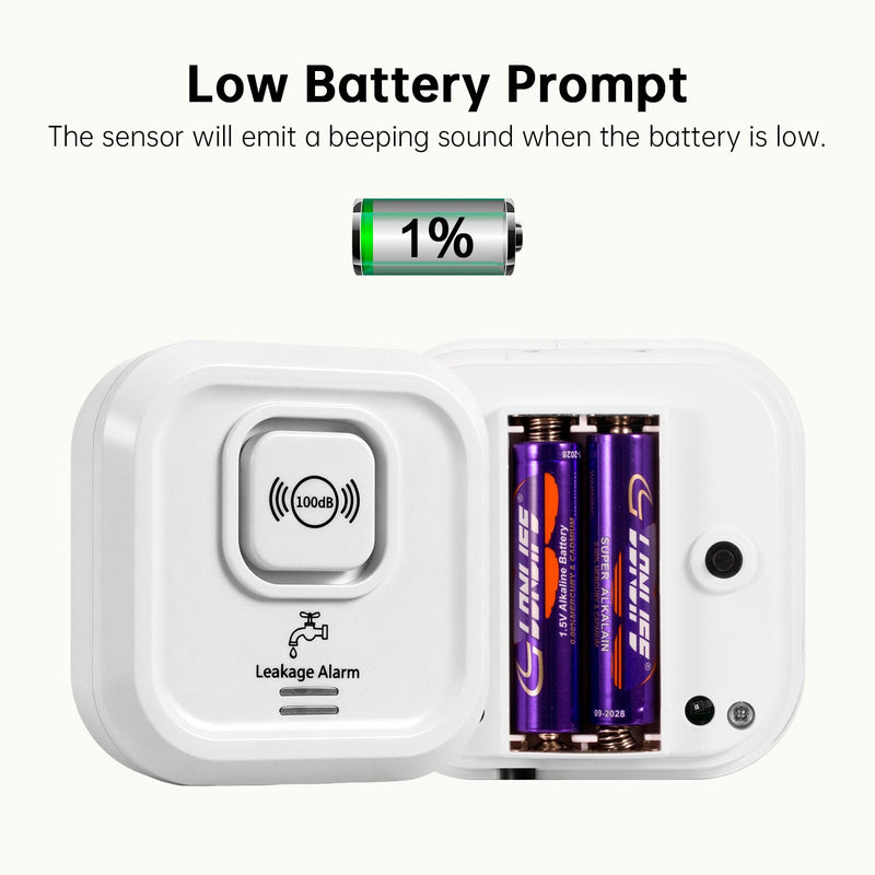 100dB Water Sensor Alarm Water Leak Detector, with Detection Lines, Wireless Tank Level Monitor for Basement,Kitchen,Bathroom (5packs)