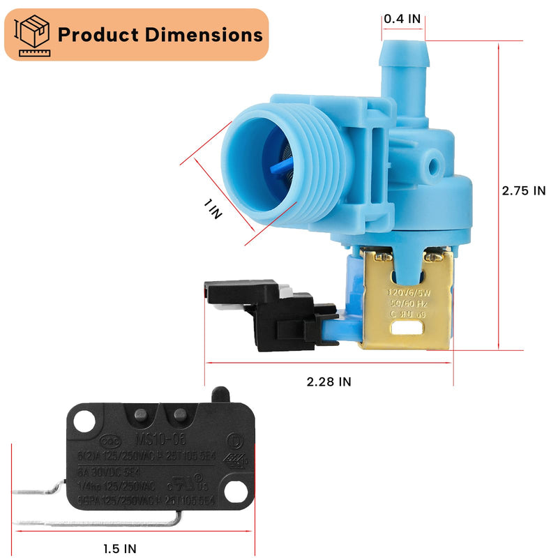 [Australia - AusPower] - (𝟐𝟎𝟐𝟓 𝐍𝐞𝐰) W10327249 Dishwasher Water Inlet Valve & W10195039 Dishwasher Float Switch Assembly Compatible with Whirlpool KitchenAid Kenmore Maytag Dishwasher 3 PCS 