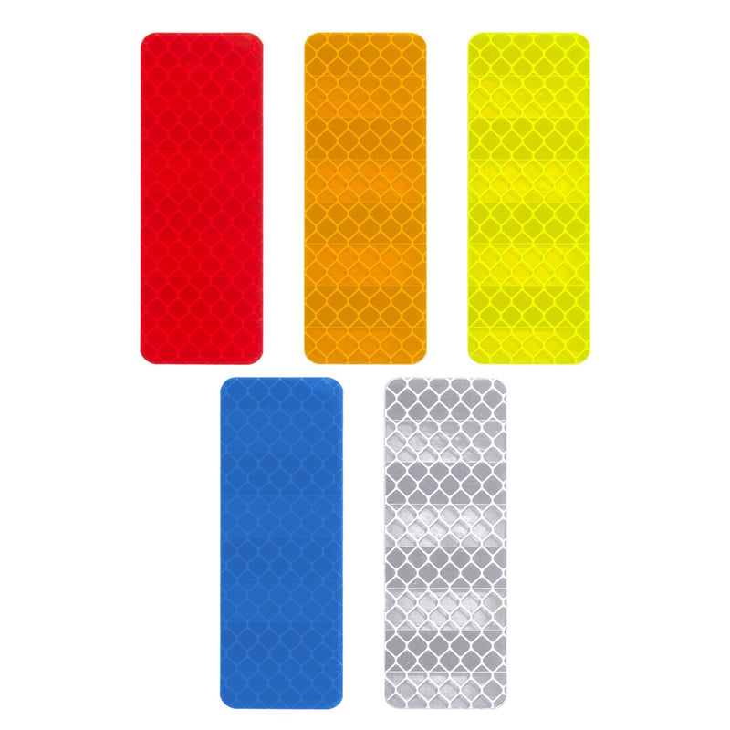 50 Pcs Reflective Safety Stickers, High Visibility Waterproof Tape Strips for Car, Motorcycle, Bike, Helmet, Mailbox, Bag, 1.18 x 3.15 Inch (50, Red/Silver/Blue/Yellow/Green) 50