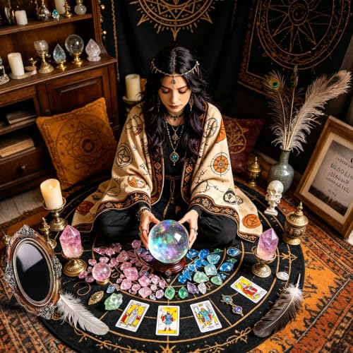 Obsidian Scrying Mirror, Retro Divination Mirror, for Home Decor (C) C