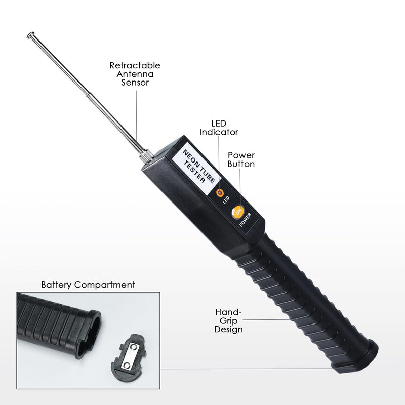 [Australia - AusPower] - Neon Tester, Portable Handheld Tube Tester（Always on）, Colour Discriminator Light Tube Detector for Neon Tube Light Lamp Light Tube(No Battery Included) 
